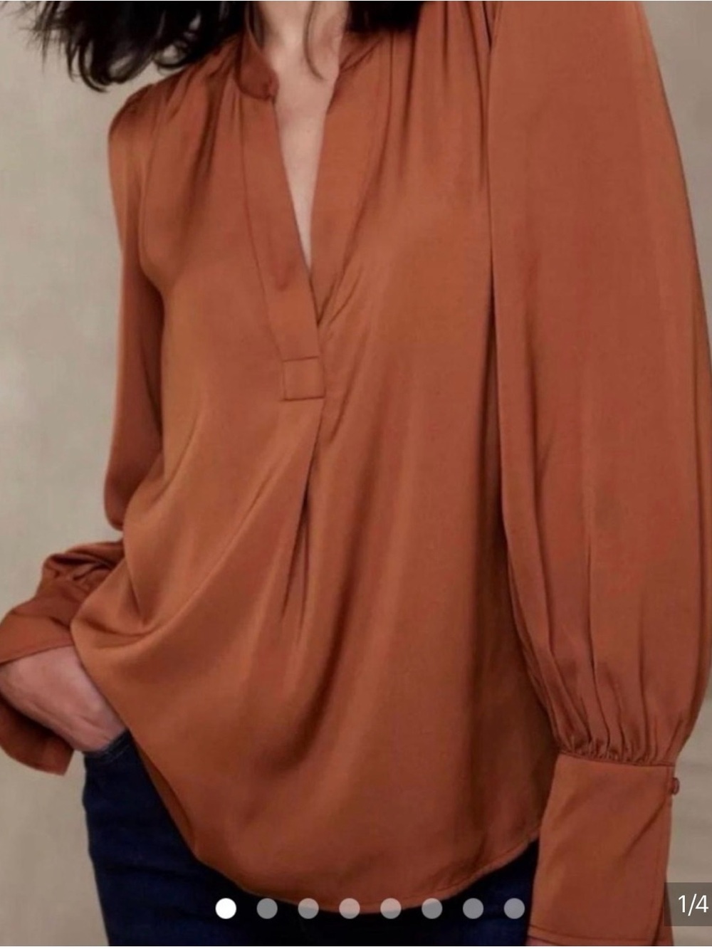 Banana Republic Burnt Orange V-Neck Long-Sleeve Blouse